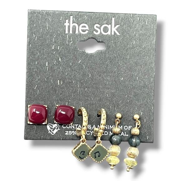The Sak Earring Set | 3 Pairs | Studs, Hoops & Dangle Earrings NWT - Picture 4 of 4